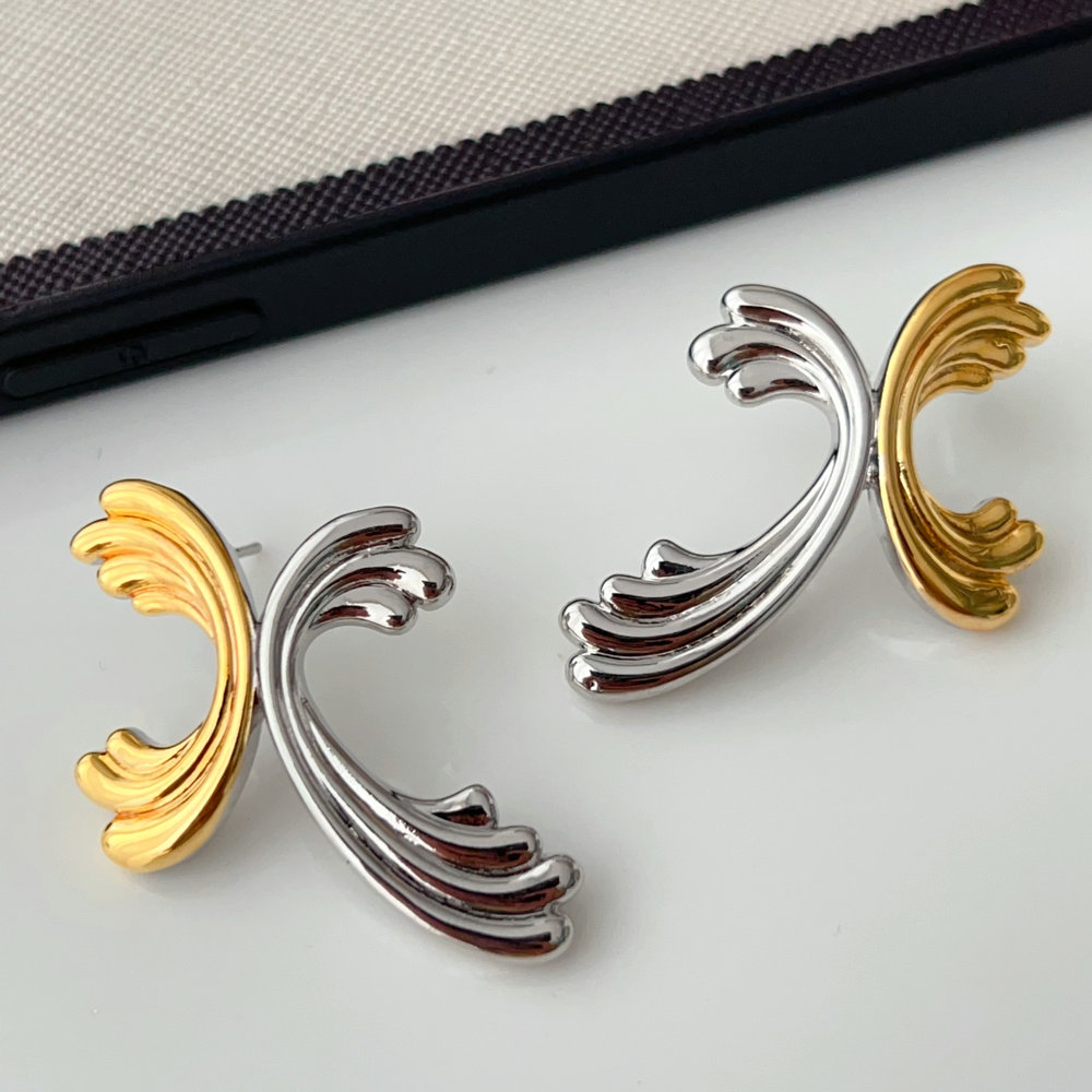Silver and gold color mix earrings