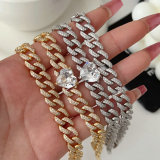 Pave heart zircon tennis bracelet