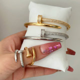 Pave nail bangle with ring