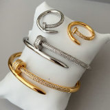 Pave nail bangle with ring