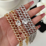 Pave heart zircon tennis bracelet
