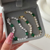 Green tennis chain bracelet