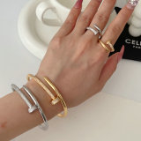 Pave nail bangle with ring