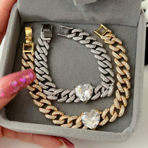 Pave heart zircon tennis bracelet