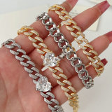 Pave heart zircon tennis bracelet