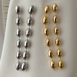 Oval bead long earrings