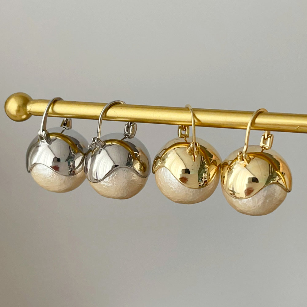 Big pearl drop earrings