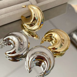 Metal chunky moon earrings