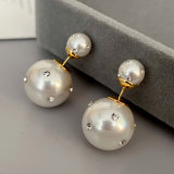 Clear crystal pearl earrings