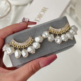 pearl charm crystal earrings