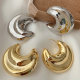 Metal chunky moon earrings