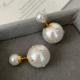 Clear crystal pearl earrings
