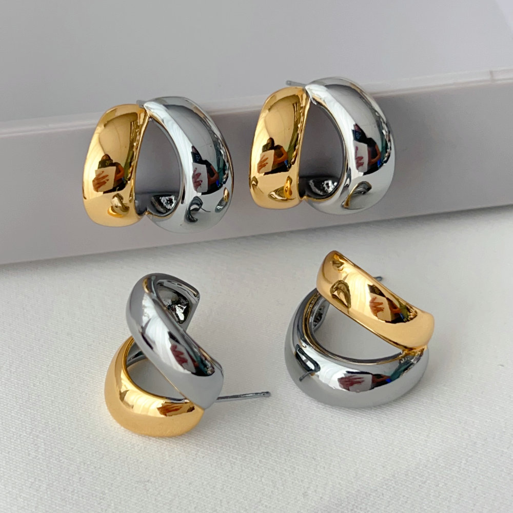 Silver and gold mix hoop