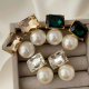 Pearl drop square crystal earrings