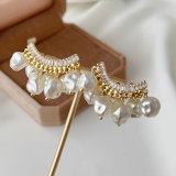 pearl charm crystal earrings