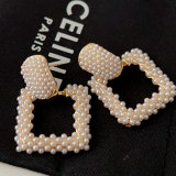 Square pearl earrings