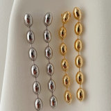 Oval bead long earrings