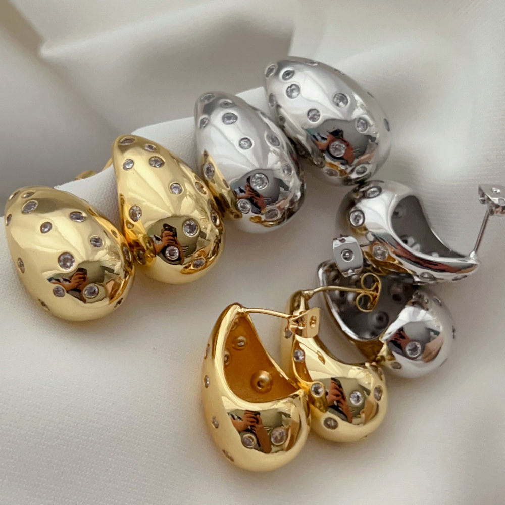 Pave chunky water drop earrings