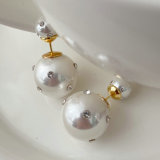 Clear crystal pearl earrings