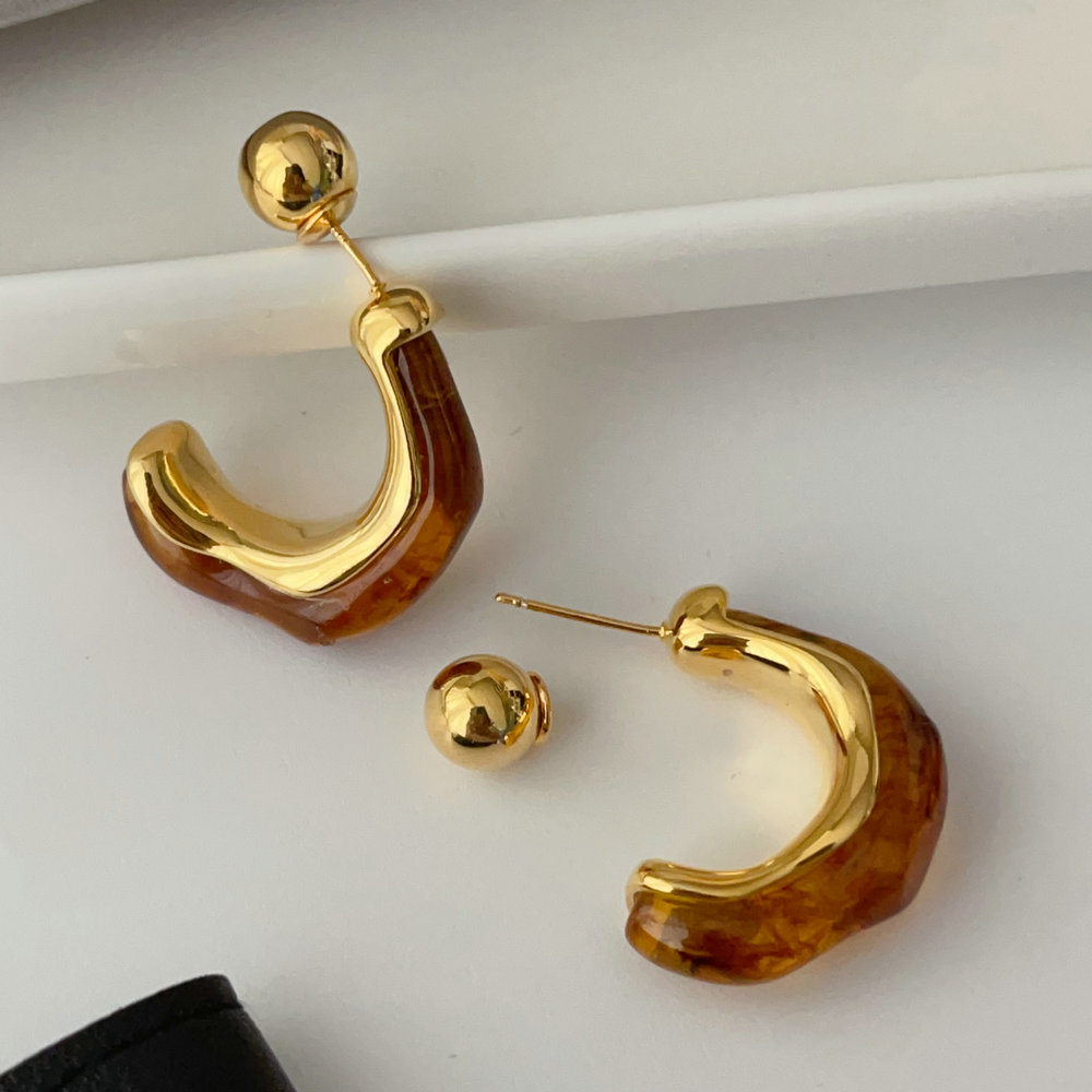 Brown acrylic earrings