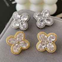 Pave zircon clover earrings