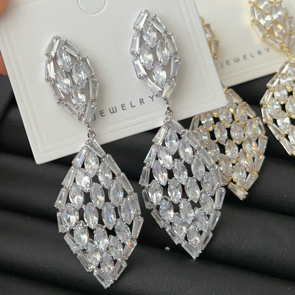 Crystal leaf earrings