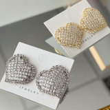 Pave crystal heart earrings