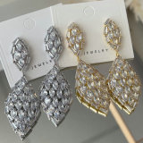 Crystal leaf earrings