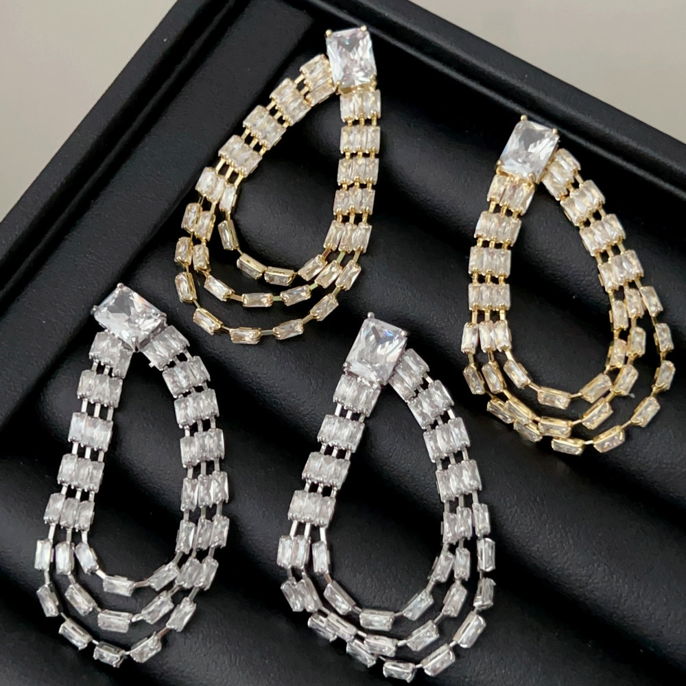 Pave crystal earrings