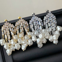 Mix pearl tassel earrings