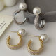 Pave zircon pearl earrings