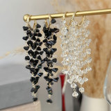 Black clear crystal chain earrings