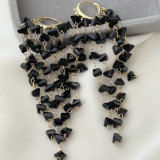 Black clear crystal chain earrings