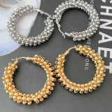 Handmade beaded hoop earrings