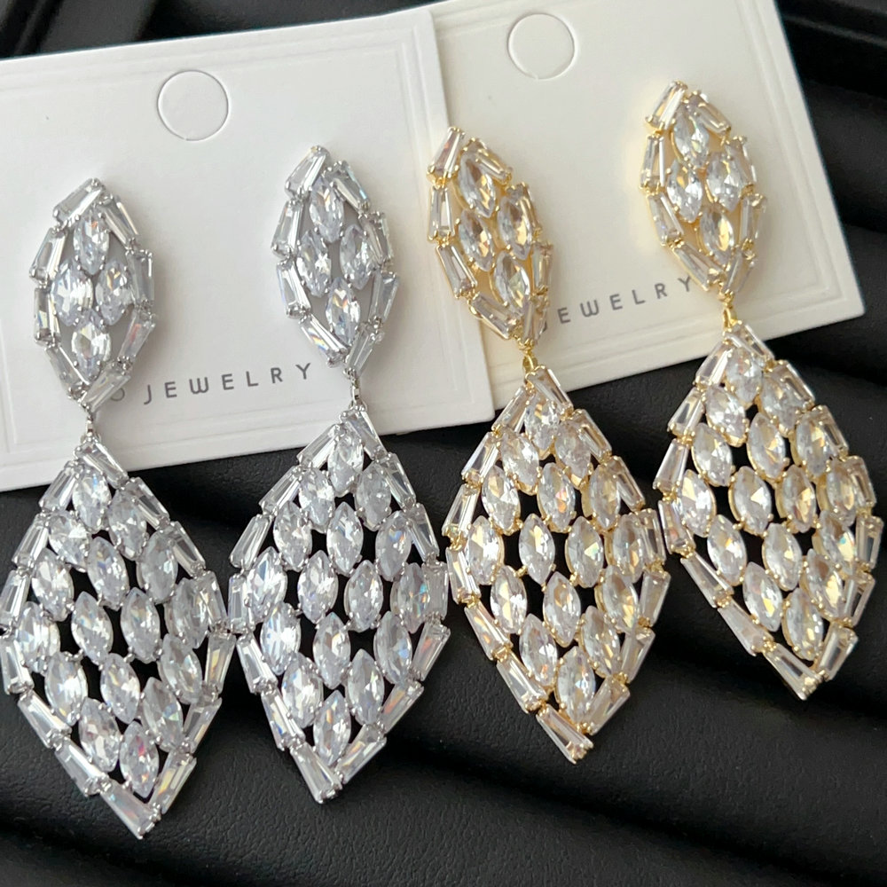 Crystal leaf earrings