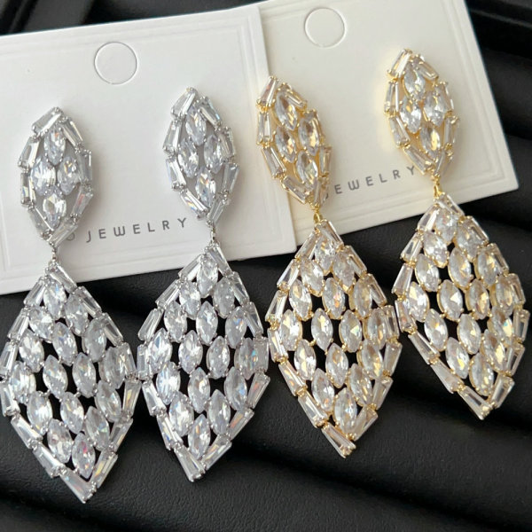 Crystal leaf earrings