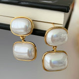 Square pearl earrings