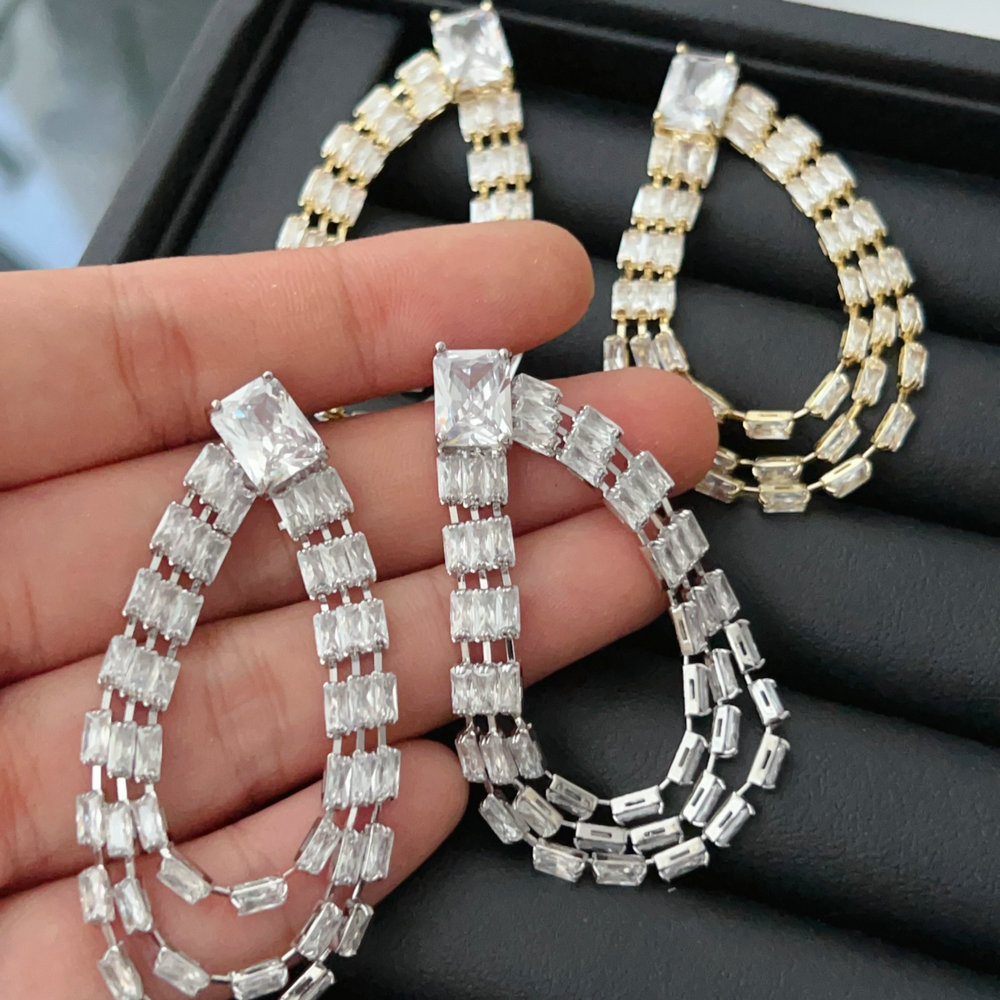 Pave crystal earrings