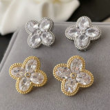 Pave zircon clover earrings