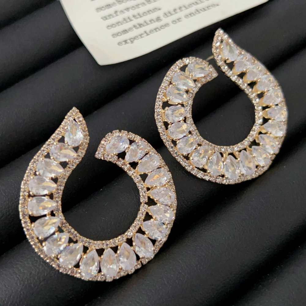Pave chunky s shape earrings