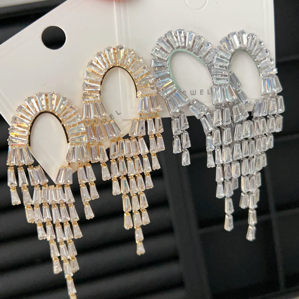Blig pave crystal tassel earrings