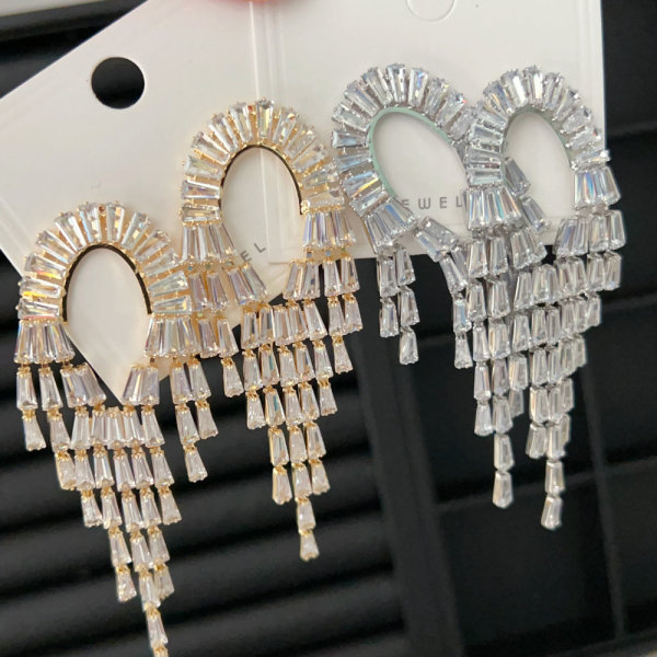 Blig pave crystal tassel earrings