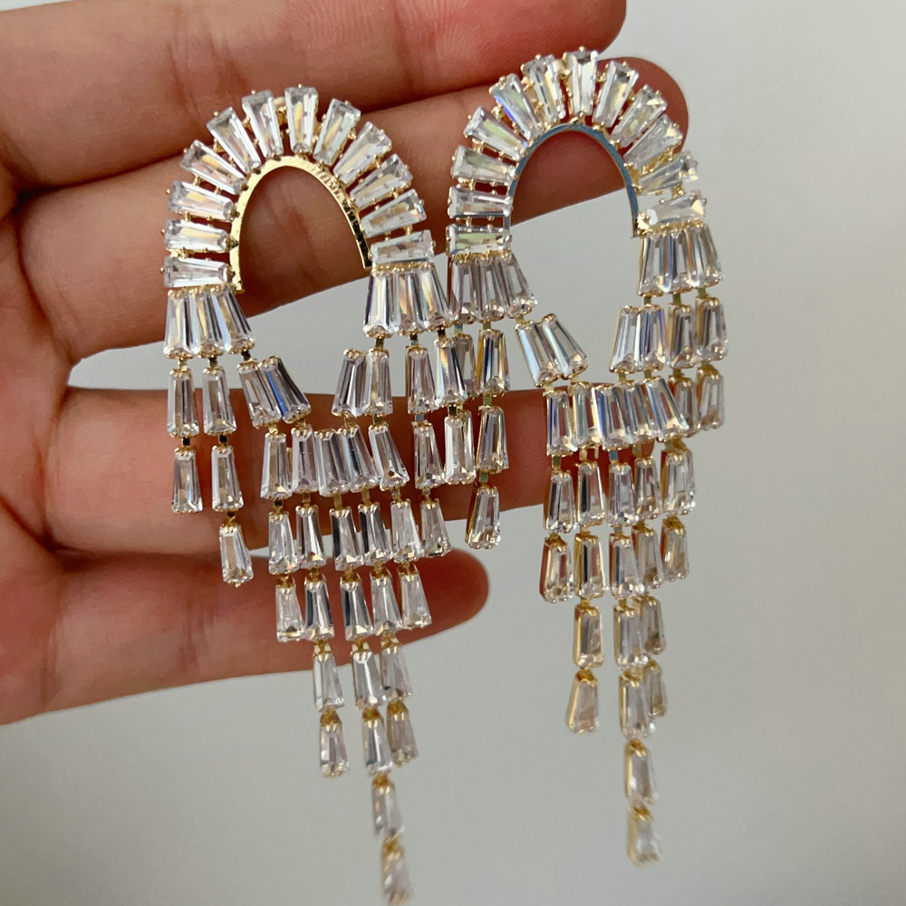 Blig pave crystal tassel earrings