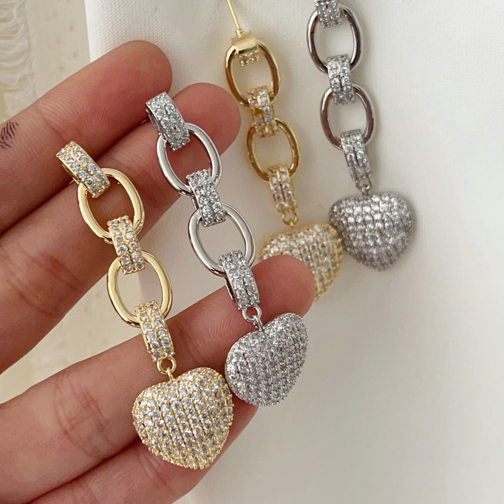 Pave heart earrings