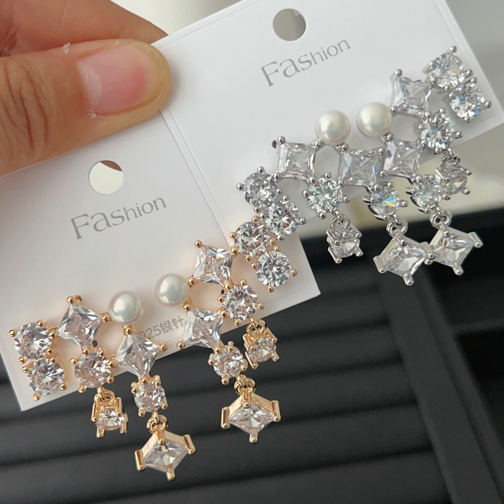 Pave zircon earrings