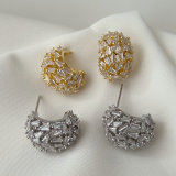 Pave moon earrings