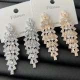Pave crystal leaf earrings