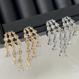 Pave zircon chain earrings