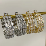 Pave three lin zircon hoop