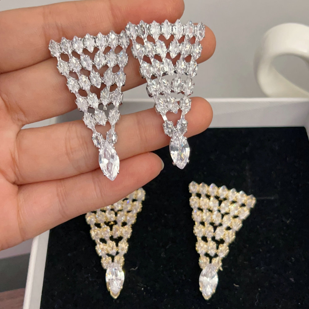 Pave triangle earrings